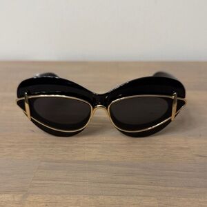 Anthropologie Black and Gold Cat-Eye Sunglasses